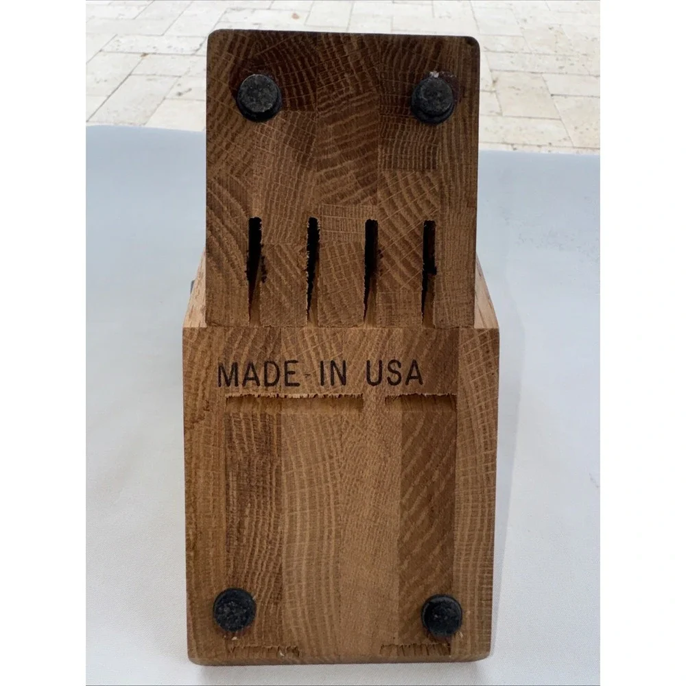 Cutco Studio 4+4 Solid Oak Wood 8-Slot Knife Block Holder Made In USA